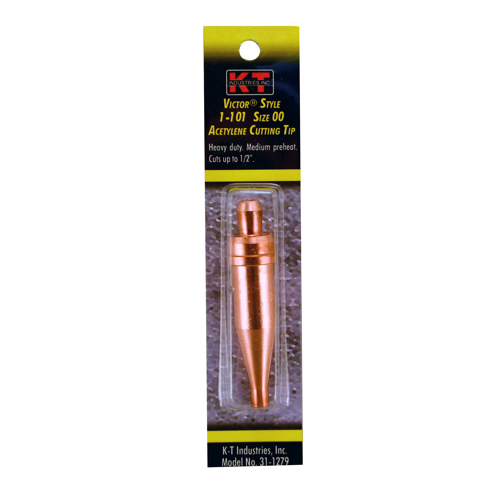 K-T Industries Oxy-Acetylene Cutting Tip — Size 00, Copper and Brass, Model# 31-1279
